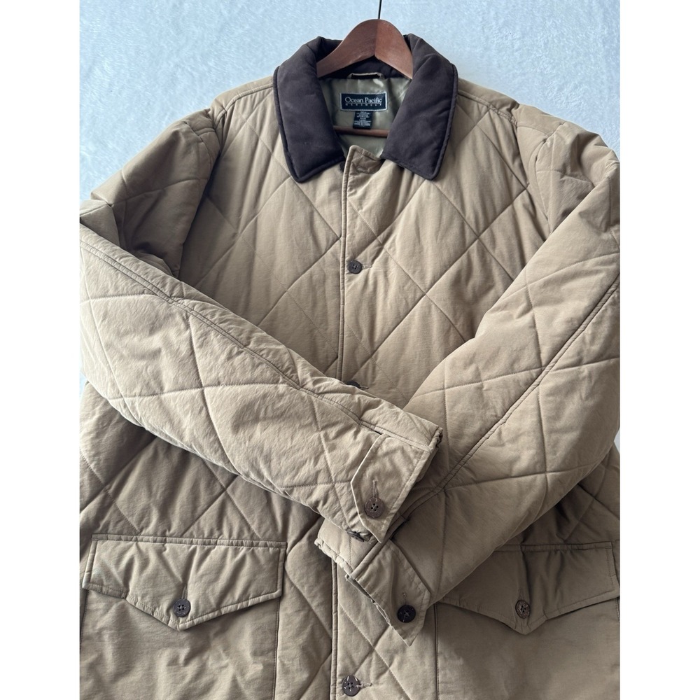 Ocean Pacific Tan Suede Collar Quilted Barn Coat Pockets Lined Size XXL‎ - Picture 8 of 15